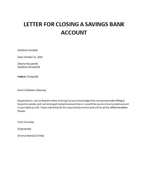 bank account closure letter sample caresizsinizcom