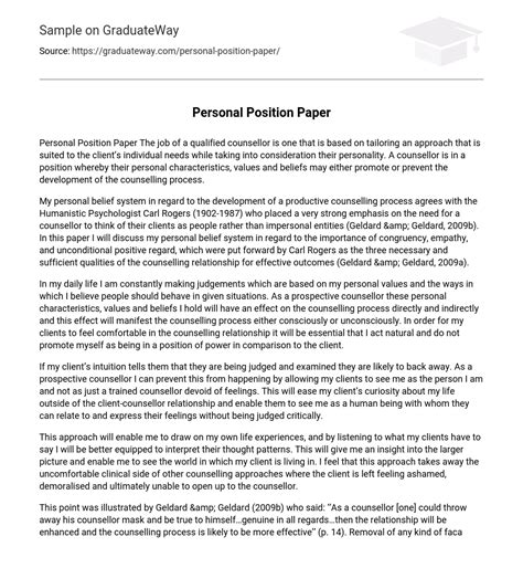 personal position paper essay  graduateway