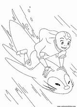 Avatar Airbender Last Coloring Pages Aang Surfing Print sketch template