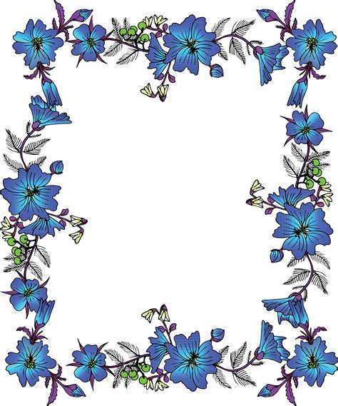 flower picture frame clip art blue flower border png