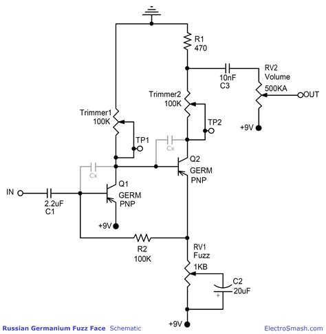 basic fuzz pedal schematic