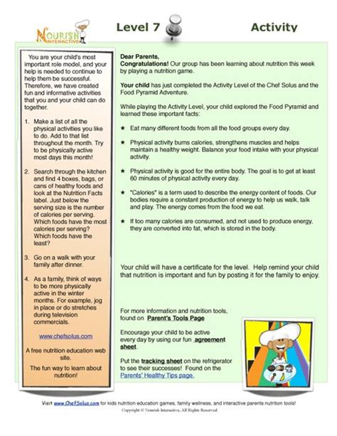 nutrition wellness parents handout  level  learning