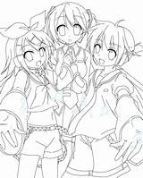 Vocaloid Lineart Rin Miku Hatsune Kagamine Len Luka Gumi Fs70 Th01 sketch template