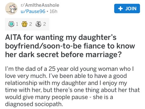 conflicted dad asks the internet if he should reveal daughter s dark