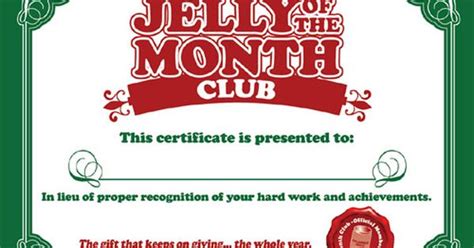 jelly   month club certificateprintable  holidays