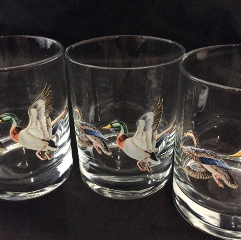 Duck Barware Set Of 4 Glasses Double Old Fashioned On The Rocks Glass
