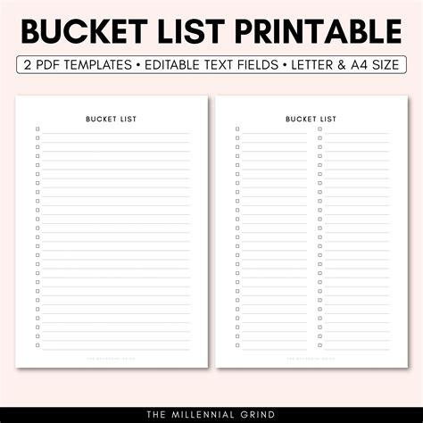 bucket list printable bucket list printable insert bucket list