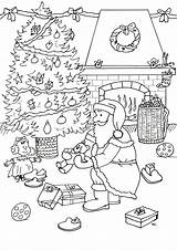 Santa Claus Coloring Christmas Preparing Gifts Noel Coloriage Pere Sapin Dessin Noël Père Cadeaux Colorier Kids Pages Imprimer Les Gift sketch template