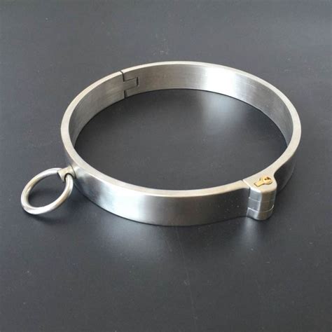 new stainless steel neck collar bondage lock slave bdsm restraints
