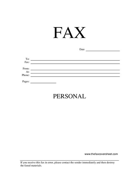 printable basic fax cover sheet   template