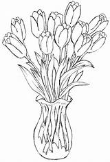 Vase Drawing Flower Flowers Tulip Outline Vases Draw Glass Rose Getdrawings Patterns sketch template