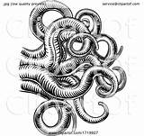 Octopus Woodcut Cthulhu Tentacles Squid sketch template