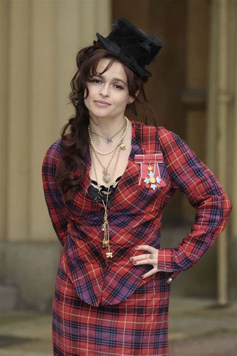Helena Bonham Carter At Cbe Medal Ceremony With Queen Elizabeth Ii