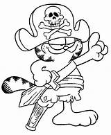 Garfield Coloring Pirate Legged Netart sketch template