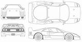 Ferrari F40 Blueprints 1987 Coupe Clipart Car Auto Outlines Disegni Foto F50 Clipground sketch template