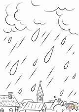 Rain Coloring Pages Rooftops Over Raining Drawing Paper City Printable sketch template