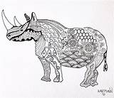 Rhinos Doodles Zentangles sketch template