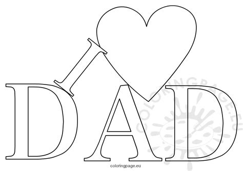 love dad heart outline coloring page