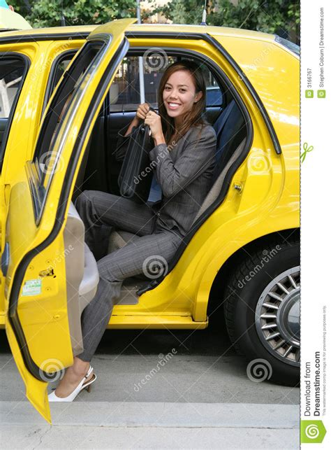 Pretty Business Woman In Taxi Stock Image Image Of Smile