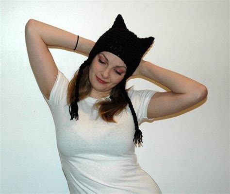 Black Cute Kitten Ear Ear Flap Hat By Leaflee On Etsy 25