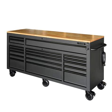 Husky 72 In W X 24 In D Heavy Duty 18 Drawer Matte Black Mobile