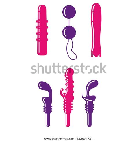 Vector Pink Violet Illustration Dildos Vibrators Stock Vector Royalty