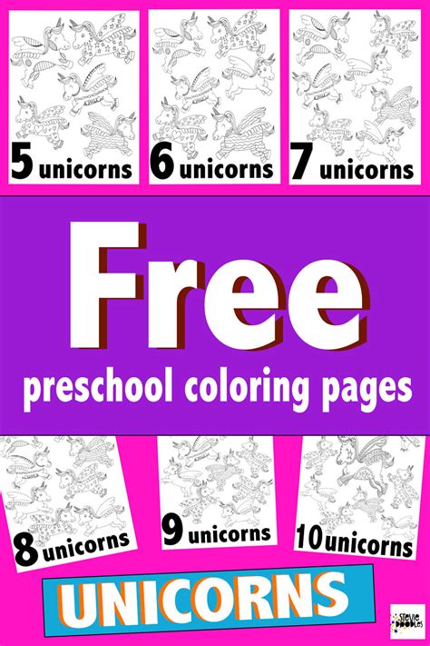unicorn numbers coloring pages stevie doodles