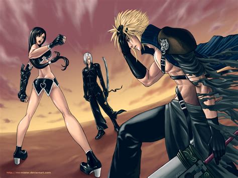 tifa lockhart cloud strife and kadaj final fantasy and 2 more drawn