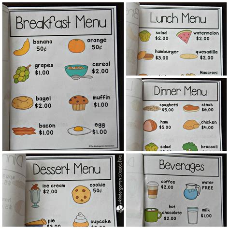 restaurant dramatic play  printables  early childhood