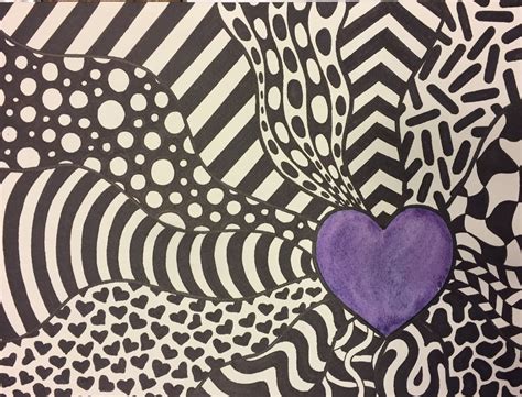 middle school art project contrast pattern emphasis zentangle