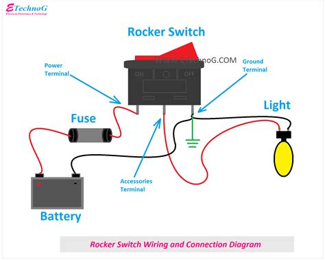 rocker switch wiring  connection diagram etechnog