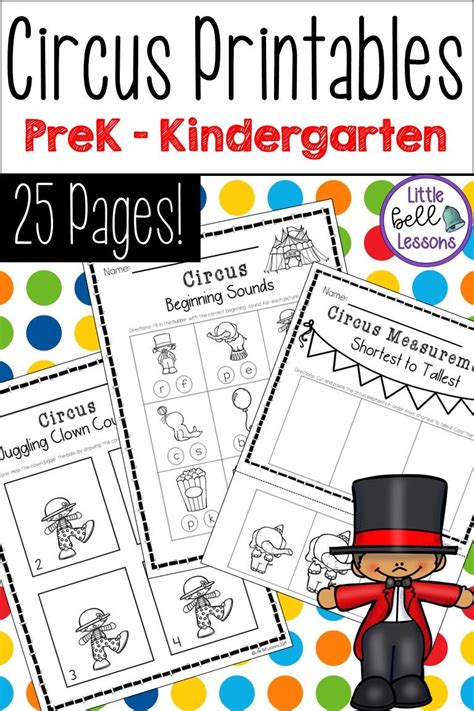 circus themed worksheets  printables kindergarten lessons circus