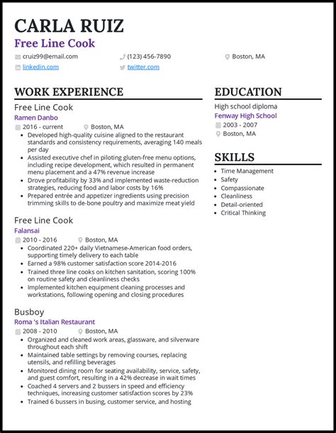 cook resume examples built