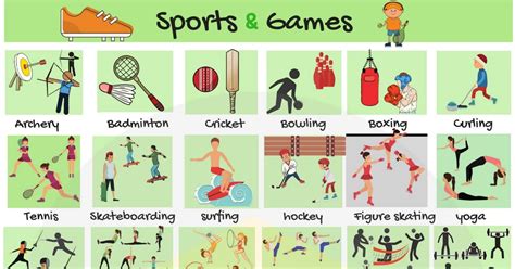 list  sports names   types  sports  games esl