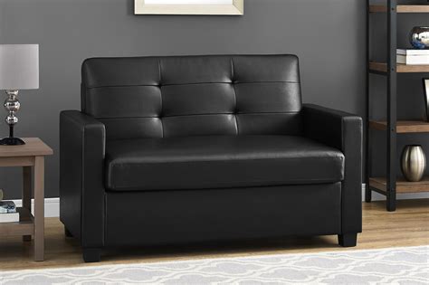mainstays loveseat sleeper sofa twin black faux leather walmartcom