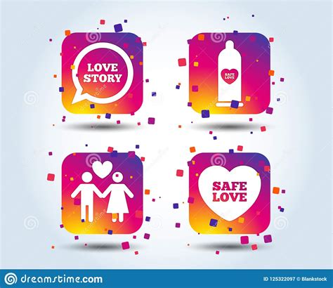 condom safe sex icons lovers couple sign stock vector illustration