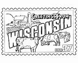 Wisconsin Coloring Pages State Stamp Wi Usa Printable Map Color Sheet States Kids Template Print Go Projects Printables sketch template