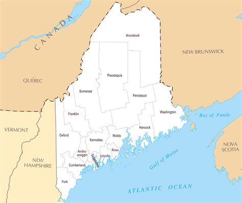 large detailed administrative map  maine state maine state large