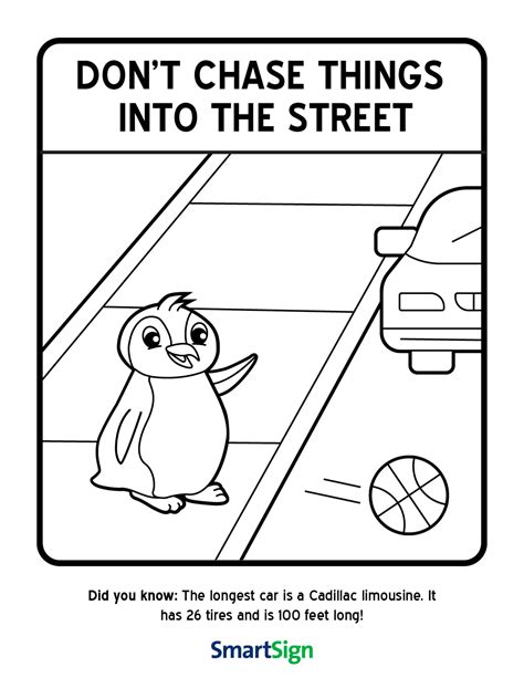 safety coloring printable  kids dont chase balls   street