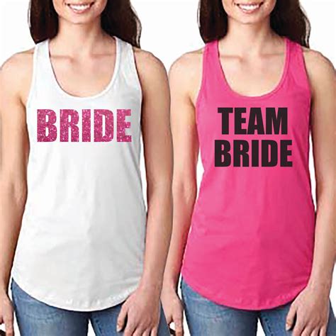 Bachelorette Party Tank Top Set Team Bride Hot Pink Sparkle By