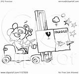 Forklift Coloring Clipart Getcolorings Running Driver Over Outlined Distracted sketch template