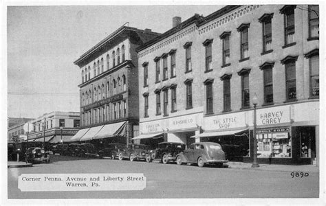 warren pennsylvania street scene historic bldgs antique postcard