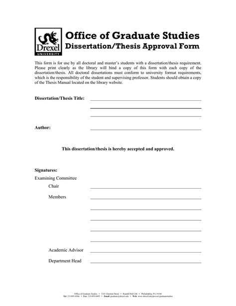 office  graduate studies dissertationthesis approval form
