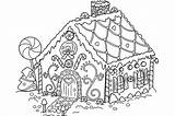 Gingerbread House Coloring Pages Printable Kids Christmas Everfreecoloring sketch template