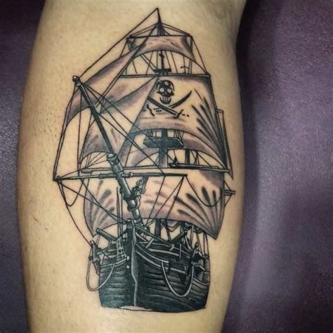 Traditional Pirate Ship Tattoo Drawing
