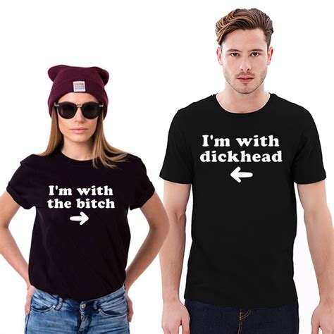 enjoythespirit coupld tshirt i m with the bitch dickhead his and her