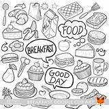 Breakfast Food Lunch Fast Doodle Clipart Launch Cooking Set Icons Description sketch template