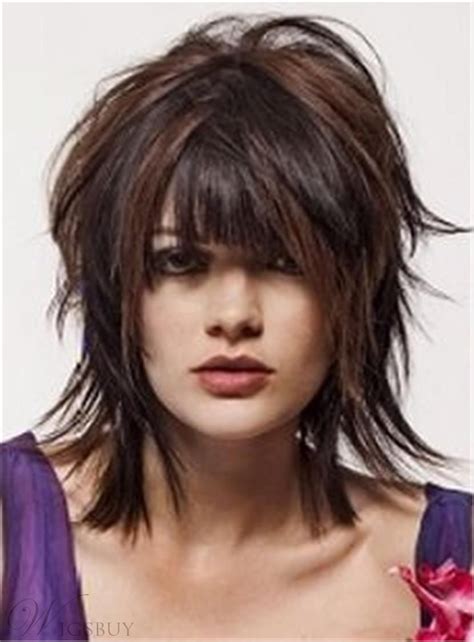 Attractive Straight Layered Haircut Synthetic Hairstyle With Bangs