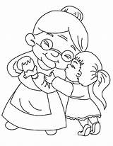 Granddaughter Grandmother Grandson Kissed Colorluna источник раскраски sketch template