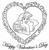 Coloring Disney Valentines Pages Kids Princess Ariel Valentine Sheets Bestcoloringpagesforkids Happy Heart Mermaid sketch template